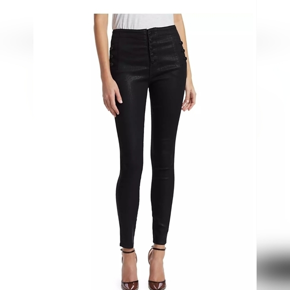 J Brand Natasha Button Sky High Coated Skinny Jeans in Fearless 24 - Picture 1 of 11